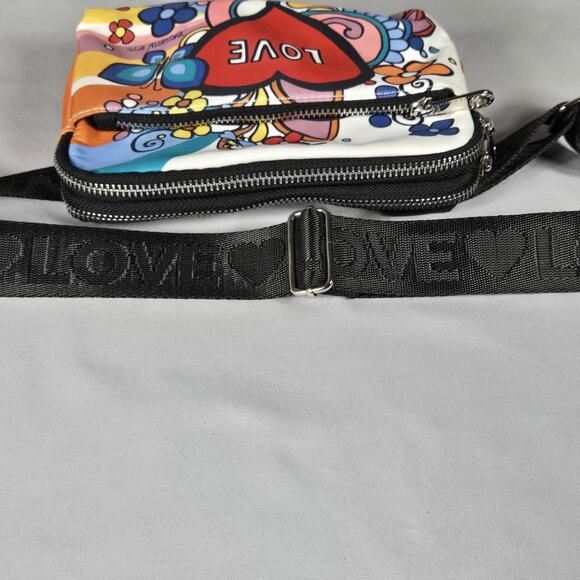 Brighton Love Hearts Crossbody Bag Womens Small Multicolor Nylon Zip Pockets EUC - Picture 5 of 12